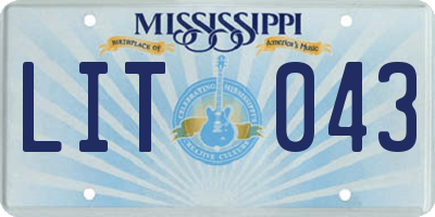MS license plate LIT043