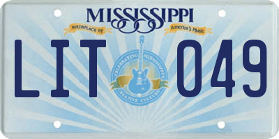 MS license plate LIT049