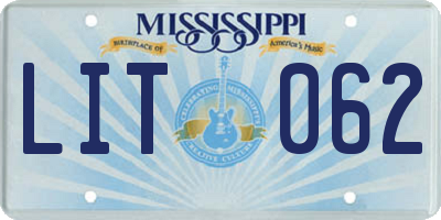 MS license plate LIT062