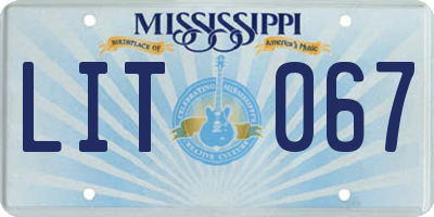 MS license plate LIT067