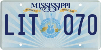 MS license plate LIT070