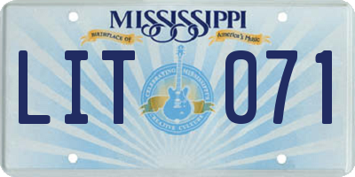 MS license plate LIT071