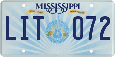 MS license plate LIT072