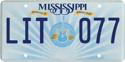 MS license plate LIT077
