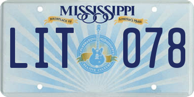 MS license plate LIT078