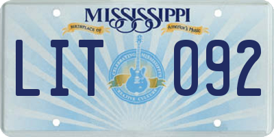 MS license plate LIT092