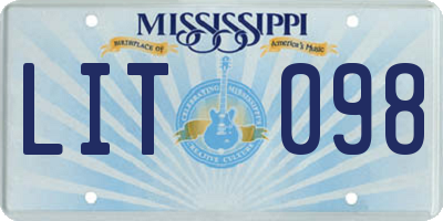 MS license plate LIT098