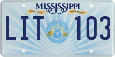MS license plate LIT103