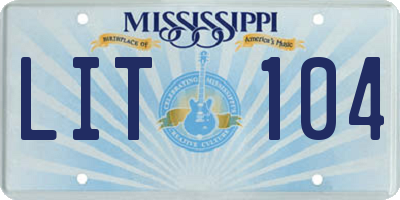 MS license plate LIT104