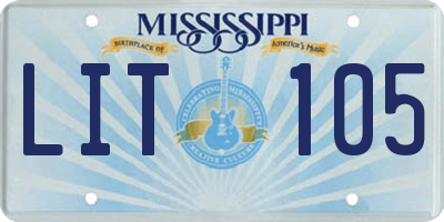 MS license plate LIT105