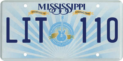 MS license plate LIT110