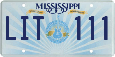 MS license plate LIT111