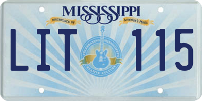 MS license plate LIT115