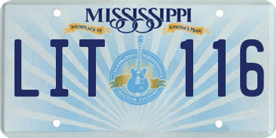 MS license plate LIT116