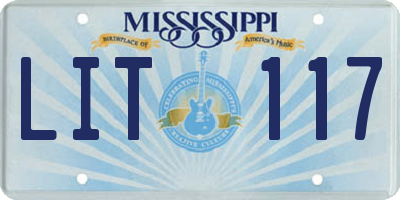 MS license plate LIT117