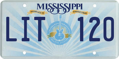 MS license plate LIT120