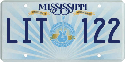 MS license plate LIT122