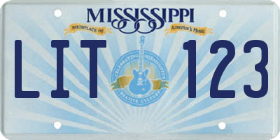MS license plate LIT123