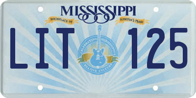 MS license plate LIT125