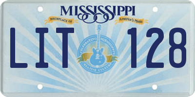 MS license plate LIT128