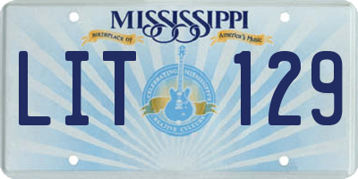 MS license plate LIT129