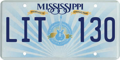 MS license plate LIT130
