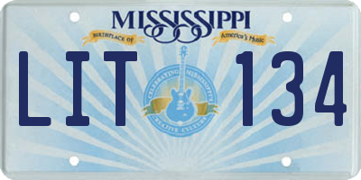 MS license plate LIT134