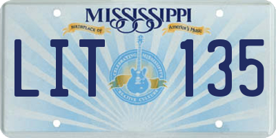 MS license plate LIT135