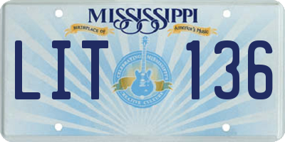 MS license plate LIT136