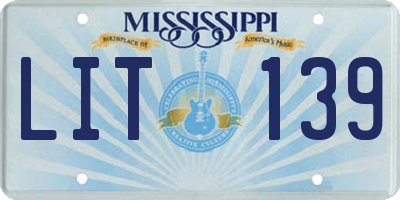 MS license plate LIT139