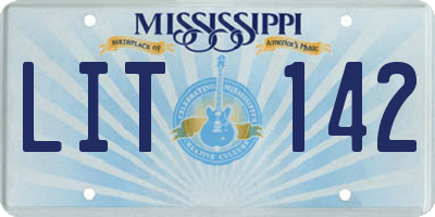 MS license plate LIT142