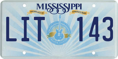MS license plate LIT143