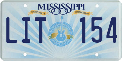 MS license plate LIT154