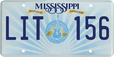 MS license plate LIT156