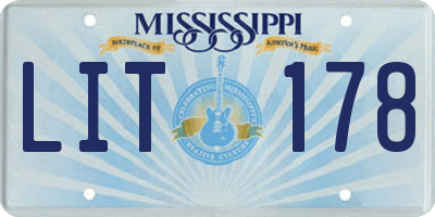 MS license plate LIT178