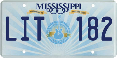 MS license plate LIT182