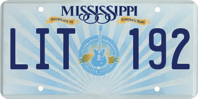 MS license plate LIT192