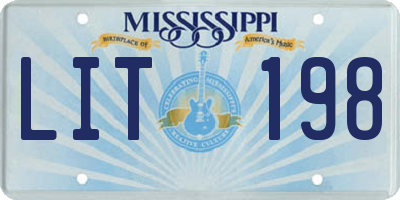 MS license plate LIT198