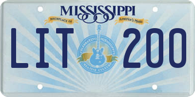 MS license plate LIT200