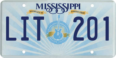 MS license plate LIT201