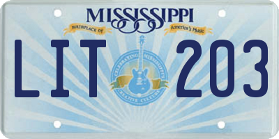 MS license plate LIT203