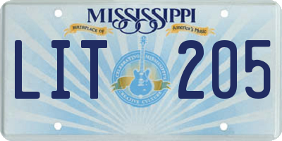 MS license plate LIT205