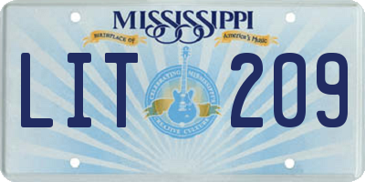 MS license plate LIT209