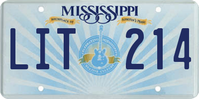 MS license plate LIT214