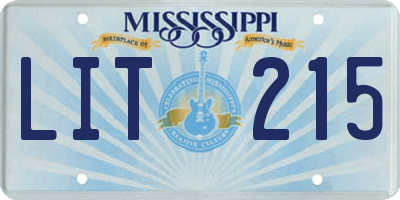 MS license plate LIT215