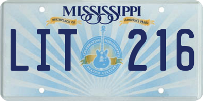 MS license plate LIT216