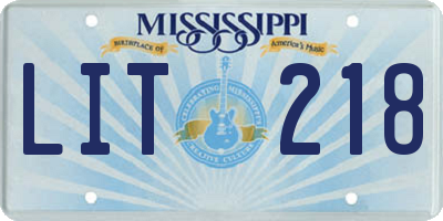 MS license plate LIT218