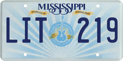 MS license plate LIT219