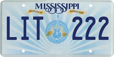 MS license plate LIT222