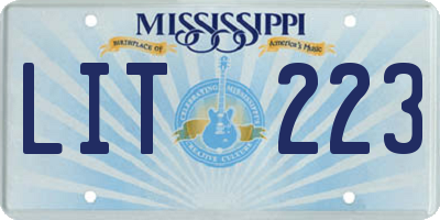 MS license plate LIT223